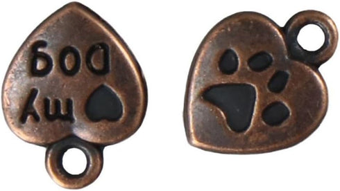 100Pcs My Dog Claw Pendant,Pet Charm Peach Heart Shape Double-Sided Pendant,Necklace Jewelry Pendant Accessories...