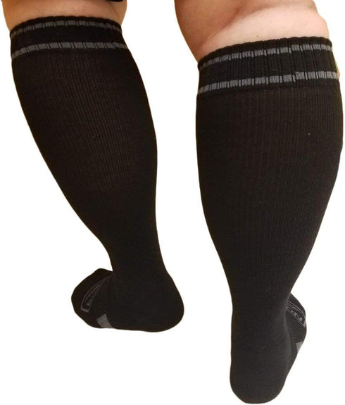 Compression Socks Woman XWide Calf - Firm Gradient Support, Ankle and Arch Support. Knee High | Plus Size Premium Cotton Hosiery with padded soles...