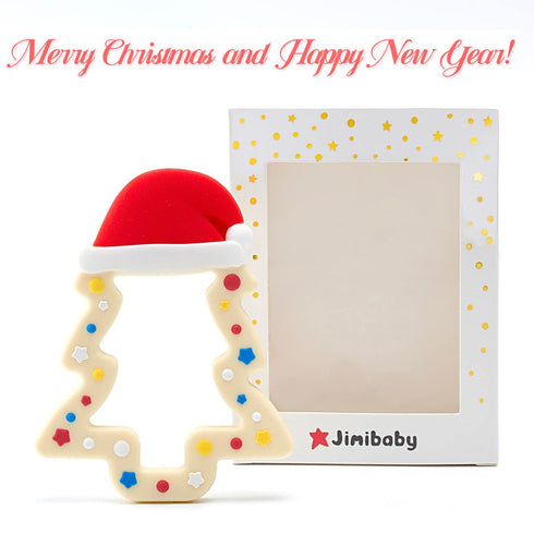 Jimibaby Christmas Teether - Teething Toy for Baby Boys & Girls, Ideal Stocking Stuffer, Comes with Gift Package (Christmas Hat)...