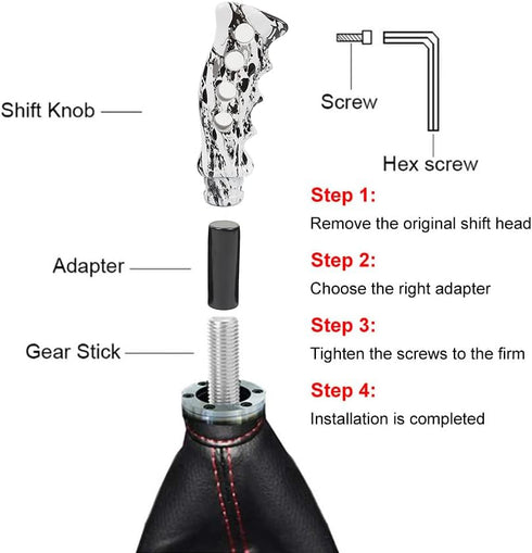 WOOTON Universal Doodle Slotted Pistol Grip Handle Manual MT Gear Stick Shift Knob Shifter Fit Most Manual Auto Vehicles...