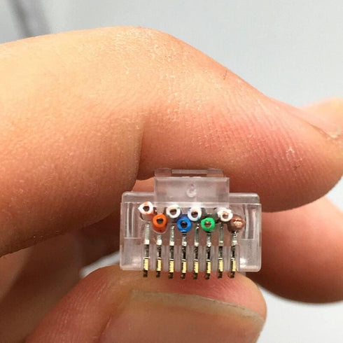 PETECHTOOL RJ45 CAT6A CAT6 Pass Through Connectors 23 AWG Cables 50-Pack - End Bold Ethernet 8P8C Gold Plated Modular Plug for Unshielded Twisted ...