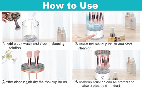 Electric Makeup Brush Cleaner,Auto Makeup Brush Cleaner,Make up Brush Cleaner Machine Wash and Dry Quickly,Deep Wash Cosmetic Brush Spinner for Al...
