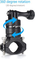 HSU Aluminum Bike Bicycle Handlebar Mount for GoPro Hero 12/11/10/9/8/7/6/5/4 Session AKASO Campark and Other Action Cameras, 360 Degrees Rotary M...