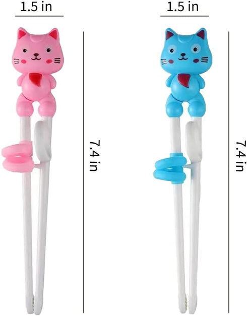 2 Pairs Kids Chopsticks - Cute Animal Cartoon Design, Plastic Training Chopsticks for Kids, Chopstick Helper/Trainer, by Bolonie...