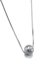 Women 925 Sterling Silver Necklace - Pattern Hollow Ball Pendant Choker- Charm Box Chain 17" - Italian Silver Fine Jewelry Gift...