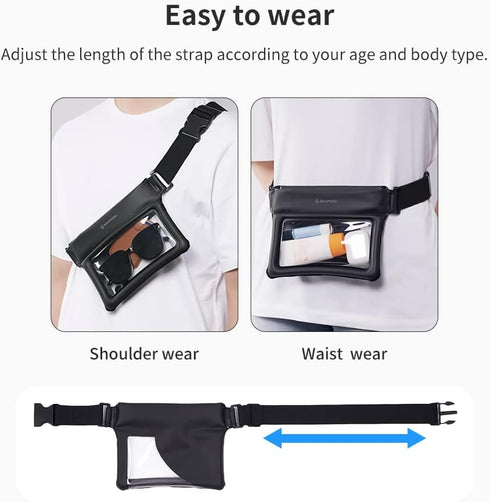 Sinjimoru Clear Waterproof Fanny Pack Dry Bag, Adjustable Strap Floating Crossbody Waist Belt Bag for Swimming Paddling Snorkeling, Lockable Trave...