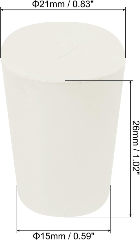 MECCANIXITY Rubber Tapered Plug 15mm to 21mm Solid Test Tubes Bungs Stopper White for Lab Home 15 Pieces...