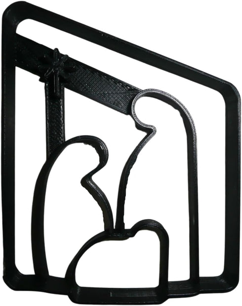 NATIVITY SCENE CHRISTMAS COOKIE CUTTER - Jesus, Mary, Joseph, Manger - Black, Food-Safe Plastic - Made in USA - 1 Piece...