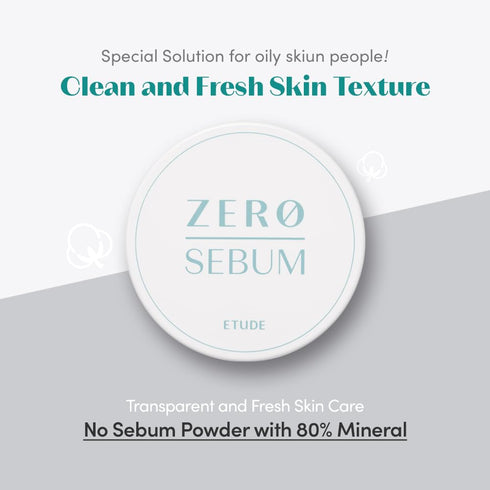 ETUDE Zero Sebum Drying Powder 4g New (23AD) | Korean Lightweight Oil Control No Sebum Loose Face Translucent Powder with 80% Mineral | Long Lasti...