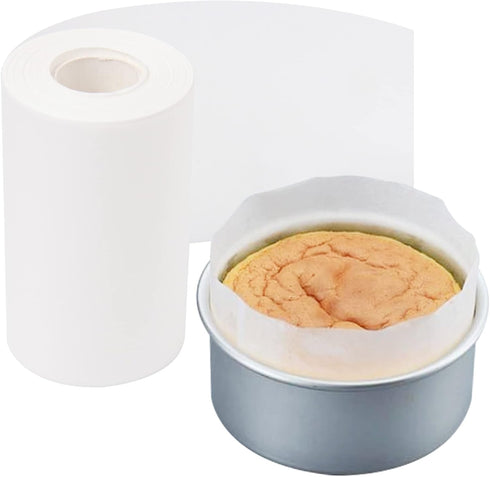 Cake Pan Side Liner Roll - 4 in x 164 ft Parchment Paper Strips for Baking, White Precut Circles...