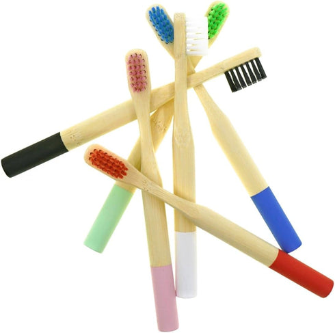Kids Bamboo Toothbrushes (6 Pack) BPA Free Soft Bristles Eco-Friendly, Natural Toothbrush Set Biodegradable...