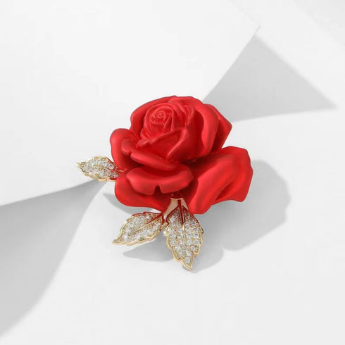 Rose Brooch Pins Rhinestone Lapel Red Flowers Brooches for Women Girls Fashion Jewelry Gift...
