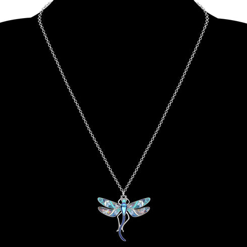 BONSNY Statement Enamel Rhinestone Dragonfly Necklaces Pendant Original Design Gifts for Women Nature lover Jewelry...