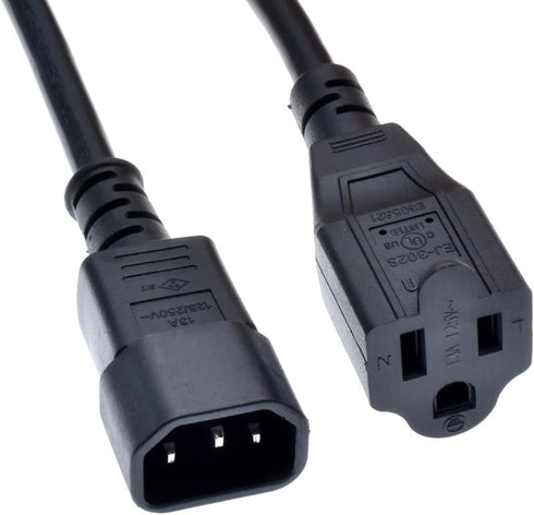 C14 to 5-15R Power Cord, IEC320 C14 to NEMA 5-15R Power Extension Cable Cord, PDU/UPS 18AWG Standard Computer Power Adapter Cord NEMA 5-15R to IEC...