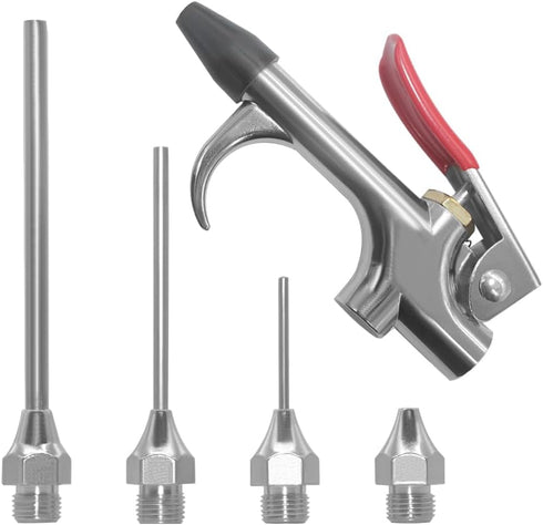 Air Blow Gun Kit Rubber Guard Nozzle,Air Blower Gun, Air Compressor Accessories Dust Cleaning Tool Pneumatic Tools (5 Pieces)...