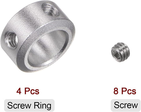 4pcs Shaft Collar 10mm Bore Aluminum Alloy Set Screw Shaft Collars, 16mm OD, 8mm Width, for Wheel Barrow Axle, Gearbox Assemblies, CNC Machine Too...
