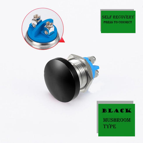 2PCS 22mm Self Reset Push Button Switch Metal Mushroom Head Round Start Button AC/DC 12V-250V? Domed Screw Terminal? Suitable for 0.86 '' mounting...