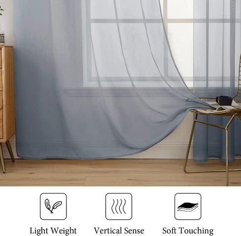 MIULEE 2 Panels Solid Color Sheer Window Curtains Elegant Window Voile Panels/Drapes/Treatment for Bedroom Living Room (54 X 84 Inches Dark Grey)...