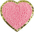 Shelzy’s Designs Towel Embroidered Heart Patches - 3pc Glitter Chenille Sticker or Glue on Appliques,Triple-Pack in Pink or White with Elegant Gol...