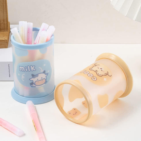 School Supplies,Pencil Holder for Desk Organizers,Cute Pencil Cup,Plastic Pen Cup,Portable Detachable Pen Holder,For Boys,Girls,kids,Teen(4Pack,Bl...