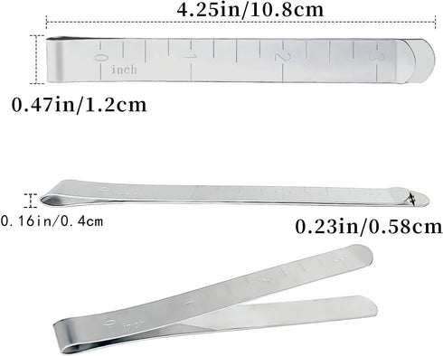 20 Pcs Stainless Steel Hemming Clips 3-Inch Stainless Steel Ruler Hem Clips Measurement Ruler Quilting Supplies Sewing Clips fit Sewing Supplies P...