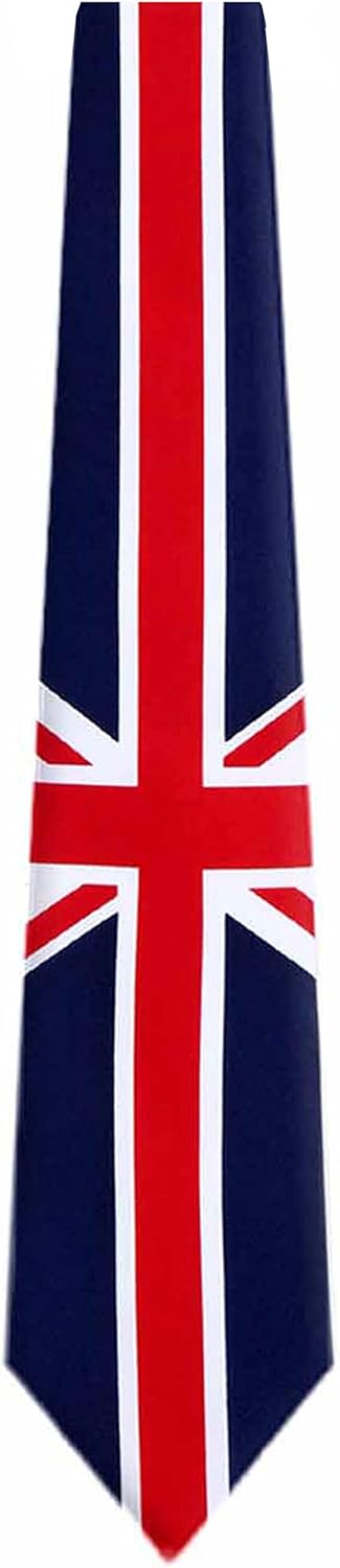 BUYYOURTIES FLAG-313-UK Union Jack Flag Necktie - Navy - Red - White...