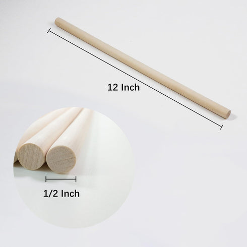1/2 x 12 Inch, Hardwood Dowel Rods, Unfinished Birch Round Sticks for Arts Crafts and DIY Projects, 10 pcs...
