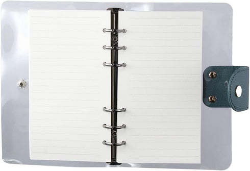 Clear PVC A6 6-Ring Refillable Binder Cover, with 90 Sheets Papers Transparent Notebook Cover, 6-Ring Notebook Round Ring Binder Pocket with Snap ...
