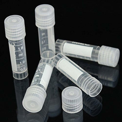 100pcs 2ml Graduated Plastic Cryovial Cryogenic Vial Tube Self Standing with Cap...