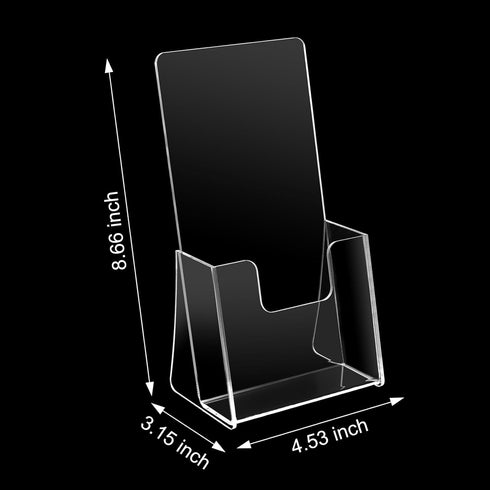 QPEY 2 Pack Acrylic Brochure Holder 4 inch, Clear Flyer Holder Stand Magazine Display Plastic Literature Holder, Countertop Organizer for Paper, P...