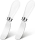Butter Knife(2 Pcs), Porcelain Handle, Stainless Steel Cheese Spreader, Butter Spreader Knives Set...