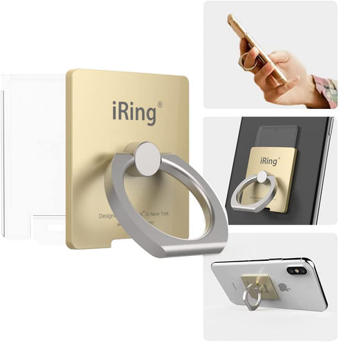 iRing Link, Made in Korea, Wireless Charging Friendly Phone Holder - Cell Phone Ring Grip Finger Holder and Stand Compatible with iPhone, Galaxy, ...