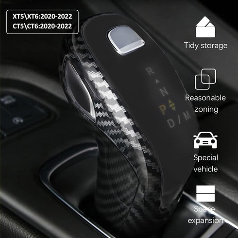 Sport Style Carbon Fiber Gear Shift Knob Cover Sticker Head Trim Compatible with Cadillac XT5 XT6 CT5 CT6 2023 2022 2021 2020...