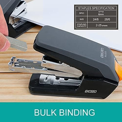Staplers Office,Small One Touch Stapler Effortless Ergonomic Design, 25 Sheet Capacity(Deli0370)...