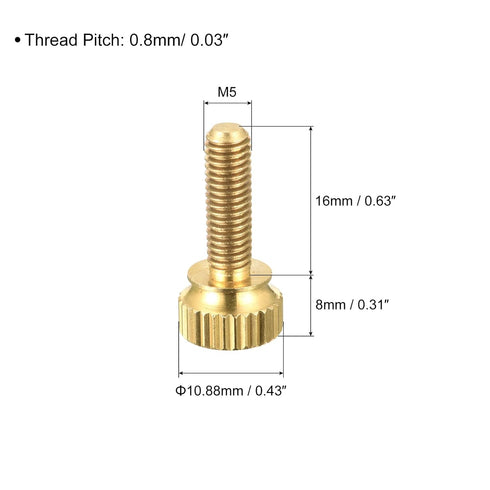 uxcell 10Pcs Knurled Thumb Screws, M5x16mm Brass Shoulder Bolts Stepped Grip Knobs Fasteners for PC, Electronic, Mechanical...