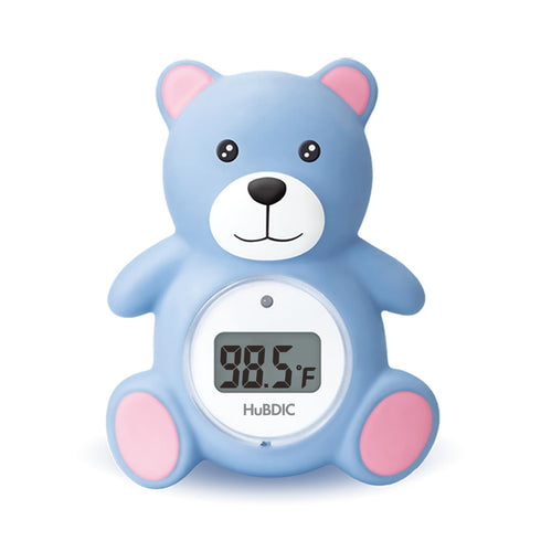 HubiBaby Baby Bath Thermometer & Digital Room Temperature, 2in1 Kids Bathroom Safety Products with Temperature Warning, Floating Teddy Bear (Blue)...