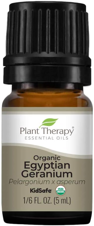 Plant Therapy Organic Egyptian Geranium Essential Oil 100% Pure, USDA Certified Organic, Undiluted, Natural Aromatherapy, Therapeutic Grade 5 mL (...