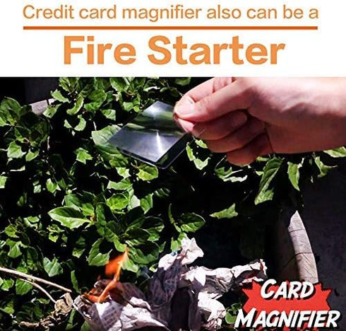 MagDepo 6 Pack Credit Card Size Magnifier Ruler Fire Starter Magnifying Glass Wallet Pocket Magnifier for Reading Small Print, Maps, and books -Gr...