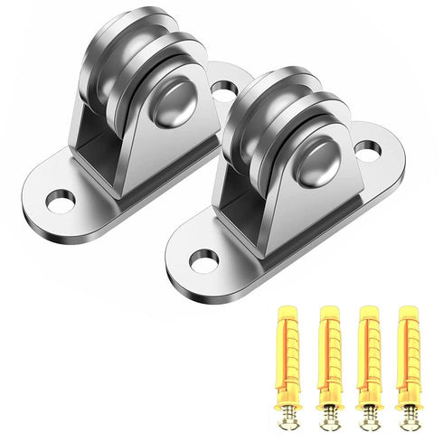 304 Stainless Steel Pulley Block,Small Pulley Block Silent Pulley,Mute Bearing Pulley Roller Duplex Bearing Silent Wheel Heavy Duty Fixed Pullies,...