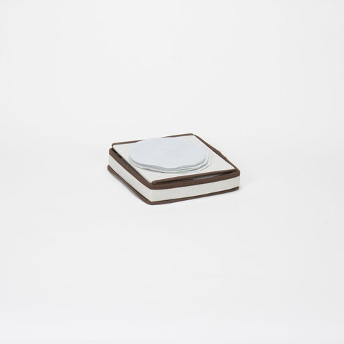 Household Essentials Saucer Storage Box, Holds 12 Saucers with Felt Protectors, Windowed Panel, 2 Riveted Handles, Foldable and Stackable Box...