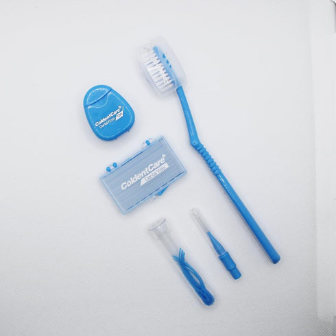 Orthodontic Kit Pocket - Compact and Complete Oral Care Set with Toothbrush, Floss, Wax, Threaders, Interdental Brush, and Case - Available in Cle...