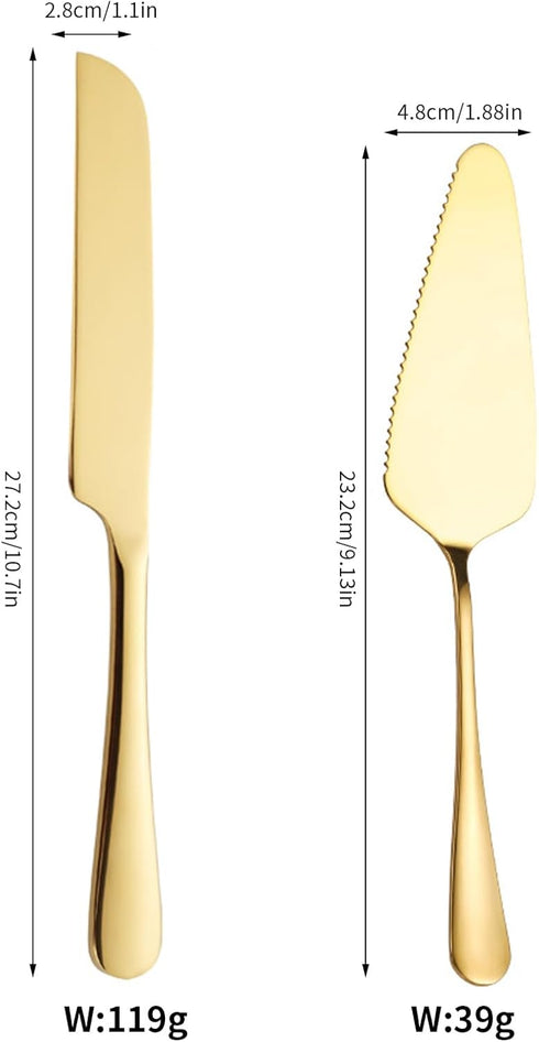 Today's Present Gold Wedding Cake Knife and Server Set, Stainless Steel Cake Cutting Set for Wedding Include Cake Knife And Cake Pie Server Perfec...
