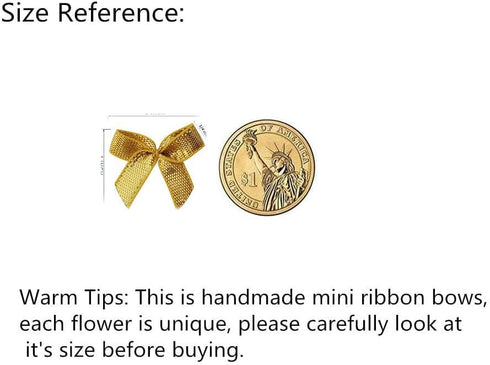 50pcs 1-Inch Mini Ribbon Bows for Crafts Metallic Ribbon Ornaments Mini Christmas Bows Appliques Craft for Sewing,Scrapbook(Gold)...