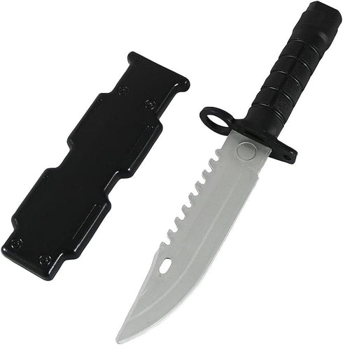 Prop Knife Fake Knife Toy Knife for Kids Harmless Safe Fake Knife for Halloween Party 10 Inch (Black with scabbard)...