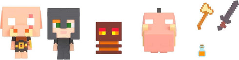 Mattel Minecraft Toys, Mob Head Mini Set with 4 Figures and Accessories, Nether Fire Battle Set, Collectible Toys for Kids...