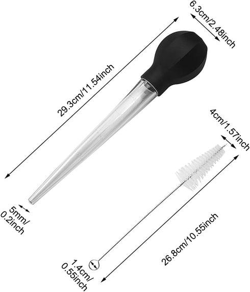 Turkey Baster with Cleaning Brush?Large Suction Bulb Powerful Easy to Use and Clean for Home Baking Kitchen Tool(Black)...