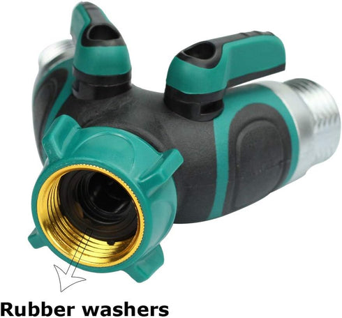 Metal Garden Hose Splitter Upgraded 2024, 2 Way Y Hose Connector, Easy Grip Splitter, Sturdy Connector with 3/4 "Connector and Rubberized Grip for...