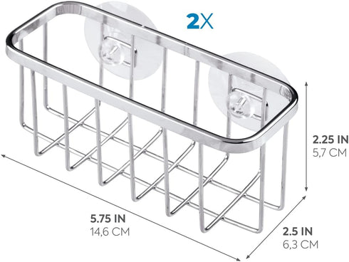 iDesign Gia Stainless Steel Dish Sponge Holder Basket with Suction Cups, Ideal for Kitchen Sinks and Bathroom Organization, 2.25"D x 2.5"W x 5.75"...