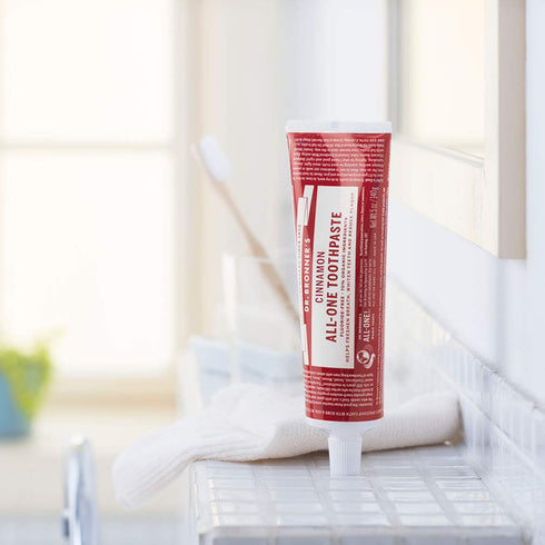 Dr. Bronner’s - All-One Toothpaste (Cinnamon, 5 Ounce) - 70% Organic Ingredients, Natural and Effective, Fluoride-Free, SLS-Free, Helps Freshen Br...