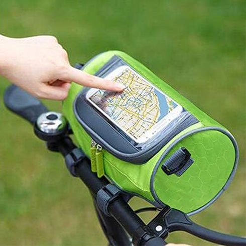 Waterproof Bicycle Handlebar Bag with Transparent Pouch and Adjustable Strap High-capacity Cycling Front Pack (Green)...